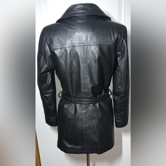 Vintage Wilsons Black Leather Blazer Jacket with belt Women’s M - Picture 4 of 12
